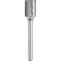 Made in USA - 9.5mm Cut Diam, 0.2362" Shank Diam, Cylinder Head Double Cut Burr - Carbide, 38mm LOC, 83mm OAL - Exact Tooling