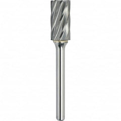 Made in USA - 6.3mm Cut Diam, 0.1181" Shank Diam, Cylinder with End Cut Head Aluma Cut Burr - Carbide, 4.7mm LOC, 43mm OAL - Exact Tooling