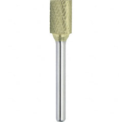 Made in USA - 8mm Cut Diam, 0.2362" Shank Diam, Cylinder Head Double Cut Burr - Carbide, 25mm LOC, 64mm OAL - Exact Tooling