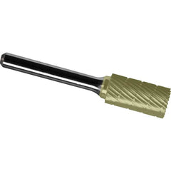 Made in USA - 9.5mm Cut Diam, 0.2362" Shank Diam, Cylinder Head Chipbreaker Cut Burr - Carbide, 25mm LOC, 69mm OAL - Exact Tooling