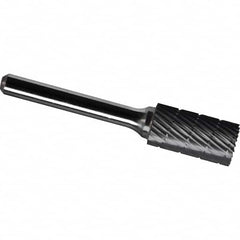Made in USA - 8mm Cut Diam, 0.2362" Shank Diam, Cylinder with End Cut Head Chipbreaker Cut Burr - Carbide, 19mm LOC, 64mm OAL - Exact Tooling