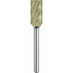 Made in USA - 9.5mm Cut Diam, 0.2362" Shank Diam, Cylinder with End Cut Head Aluma Cut Burr - Carbide, 19mm LOC, 64mm OAL - Exact Tooling