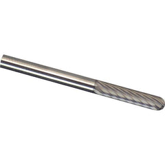 Made in USA - 6mm Cut Diam, 0.2362" Shank Diam, Cylinder with Radius Head Chipbreaker Cut Burr - Carbide, 16mm LOC, 50mm OAL - Exact Tooling