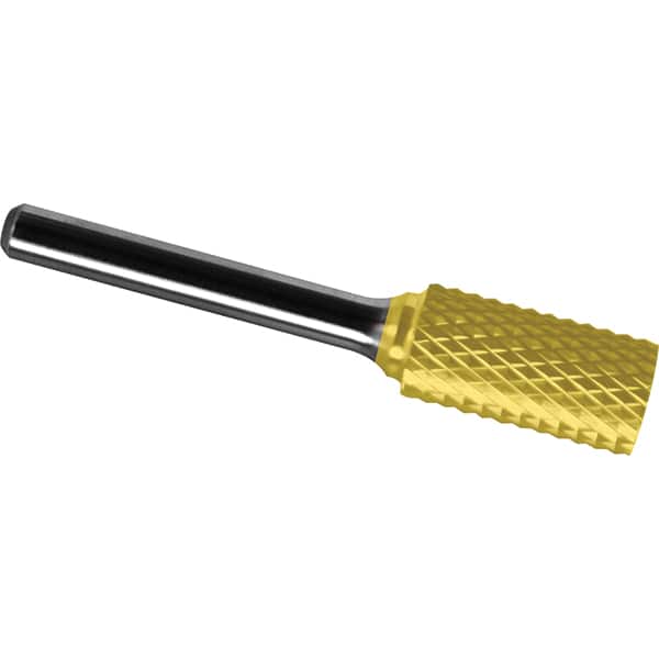 Made in USA - 8mm Cut Diam, 0.2362" Shank Diam, Cylinder Head Diamond Cut Burr - Carbide, 25mm LOC, 64mm OAL - Exact Tooling