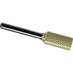Made in USA - 9.5mm Cut Diam, 0.2362" Shank Diam, Cylinder Head Diamond Cut Burr - Carbide, 38mm LOC, 70mm OAL - Exact Tooling
