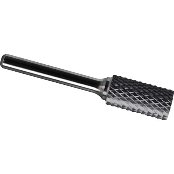 Made in USA - 9.5mm Cut Diam, 0.2362" Shank Diam, Cylinder Head Diamond Cut Burr - Carbide, 25mm LOC, 69mm OAL - Exact Tooling