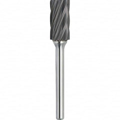 Made in USA - 7/16" Cut Diam, 1/4" Shank Diam, Cylinder Head Aluma Cut Burr - Carbide, 1" LOC, 2-3/4" OAL - Exact Tooling