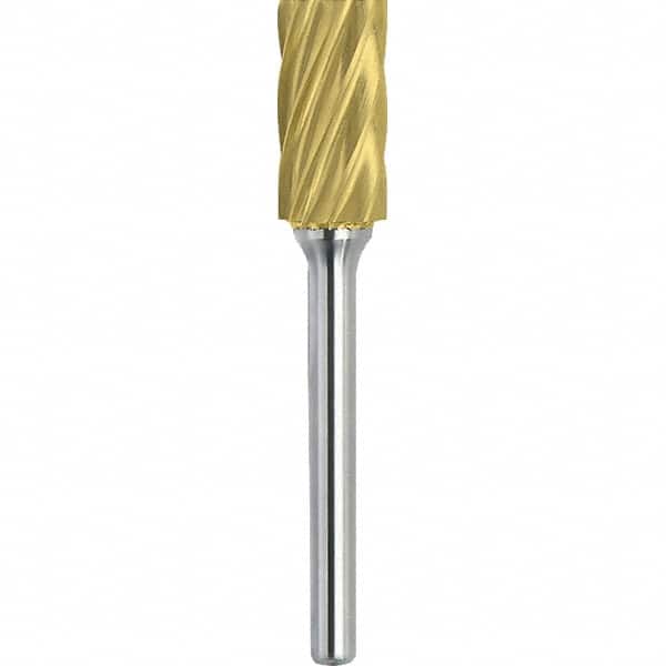 Made in USA - 9.5mm Cut Diam, 0.2362" Shank Diam, Cylinder with End Cut Head Aluma Cut Burr - Carbide, 19mm LOC, 63mm OAL - Exact Tooling