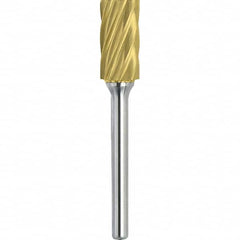Made in USA - 9.5mm Cut Diam, 0.2362" Shank Diam, Cylinder with End Cut Head Aluma Cut Burr - Carbide, 19mm LOC, 63mm OAL - Exact Tooling