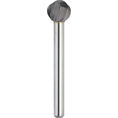 Made in USA - 9.5mm Cut Diam, 0.2362" Shank Diam, Ball Head Aluma Cut Burr - Carbide, 8mm LOC, 53mm OAL - Exact Tooling