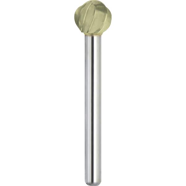 Made in USA - 8mm Cut Diam, 0.2362" Shank Diam, Ball Head Aluma Cut Burr - Carbide, 6.4mm LOC, 51.4mm OAL - Exact Tooling
