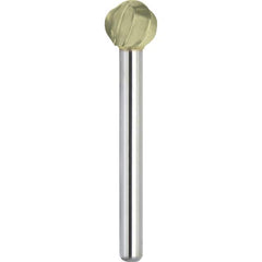Made in USA - 8mm Cut Diam, 0.2362" Shank Diam, Ball Head Aluma Cut Burr - Carbide, 6.4mm LOC, 51.4mm OAL - Exact Tooling