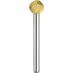 Made in USA - 9.5mm Cut Diam, 0.2362" Shank Diam, Ball Head Aluma Cut Burr - Carbide, 8mm LOC, 53mm OAL - Exact Tooling