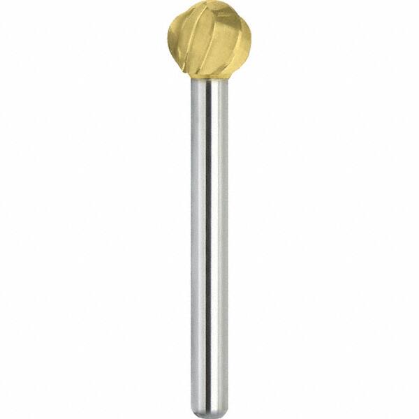 Made in USA - 8mm Cut Diam, 0.2362" Shank Diam, Ball Head Aluma Cut Burr - Carbide, 6.4mm LOC, 51.4mm OAL - Exact Tooling