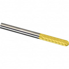 Made in USA - 6mm Cut Diam, 0.2362" Shank Diam, Cylinder with Radius Head Aluma Cut Burr - Carbide, 16mm LOC, 50mm OAL - Exact Tooling