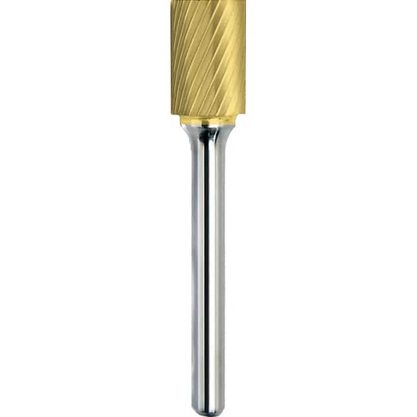 Made in USA - 9.5mm Cut Diam, 0.2362" Shank Diam, Cylinder Head Single Cut Burr - Carbide, 19mm LOC, 169mm OAL - Exact Tooling