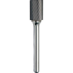 Made in USA - 6.3mm Cut Diam, 0.1181" Shank Diam, Cylinder Head Single Cut Burr - Carbide, 12.7mm LOC, 50mm OAL - Exact Tooling