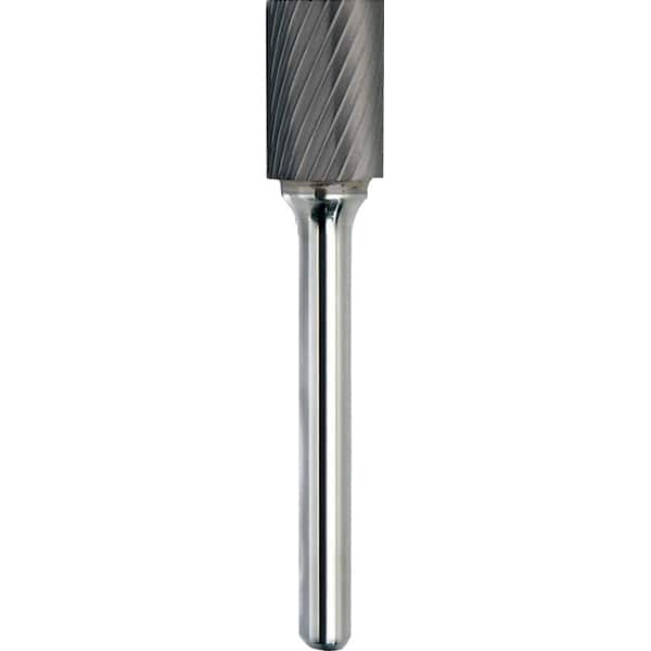 Made in USA - 8mm Cut Diam, 0.2362" Shank Diam, Cylinder Head Single Cut Burr - Carbide, 25mm LOC, 64mm OAL - Exact Tooling