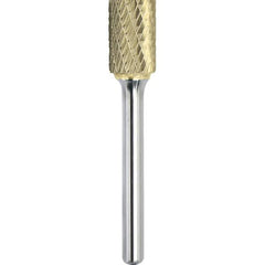 Made in USA - 9.5mm Cut Diam, 0.2362" Shank Diam, Cylinder Head Double Cut Burr - Carbide, 19mm LOC, 64mm OAL - Exact Tooling