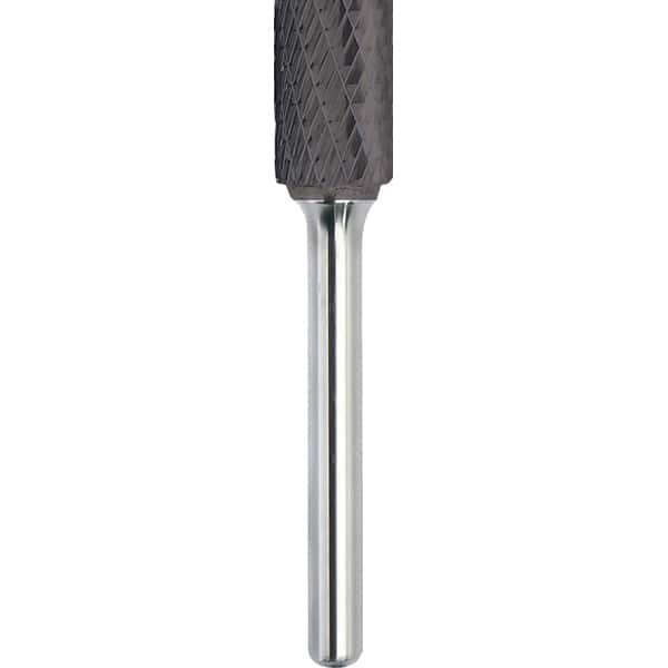 Made in USA - 8mm Cut Diam, 0.2362" Shank Diam, Cylinder Head Double Cut Burr - Carbide, 25mm LOC, 64mm OAL - Exact Tooling
