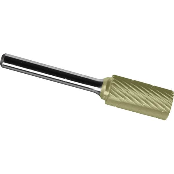 Made in USA - 9.5mm Cut Diam, 0.2362" Shank Diam, Cylinder Head Chipbreaker Cut Burr - Carbide, 25mm LOC, 69mm OAL - Exact Tooling