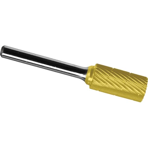 Made in USA - 1" Cut Diam, 3/8" Shank Diam, Cylinder Head Chipbreaker Cut Burr - Carbide, 1" LOC, 2-3/4" OAL - Exact Tooling