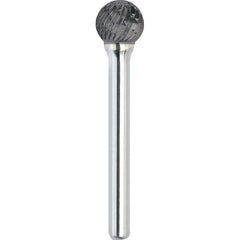 Made in USA - 1/2" Cut Diam, 0.2362" Shank Diam, Ball Head Double Cut Burr - Carbide, 11mm LOC, 57mm OAL - Exact Tooling