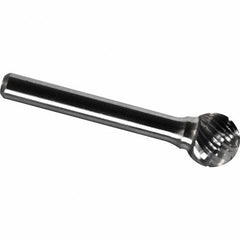 Made in USA - 6.3mm Cut Diam, 0.1181" Shank Diam, Ball Head Chipbreaker Cut Burr - Carbide, 5mm LOC, 44mm OAL - Exact Tooling