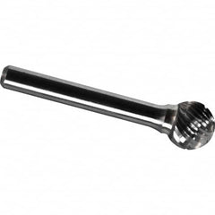 Made in USA - 1" Cut Diam, 0.2362" Shank Diam, Ball Head Chipbreaker Cut Burr - Carbide, 21mm LOC, 68mm OAL - Exact Tooling