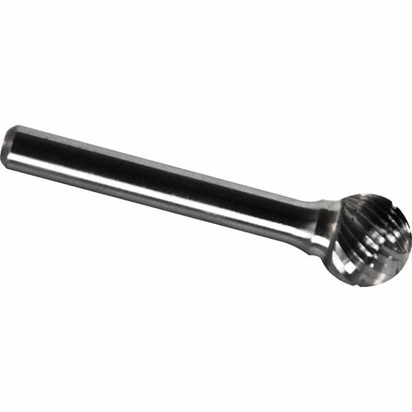 Made in USA - 7/16" Cut Diam, 1/4" Shank Diam, Ball Head Chipbreaker Cut Burr - Carbide, 3/8" LOC, 2-3/16" OAL - Exact Tooling