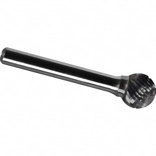 Made in USA - 1/2" Cut Diam, 0.2362" Shank Diam, Ball Head Chipbreaker Cut Burr - Carbide, 11mm LOC, 56mm OAL - Exact Tooling