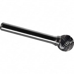 Made in USA - 1/2" Cut Diam, 0.2362" Shank Diam, Ball Head Chipbreaker Cut Burr - Carbide, 11mm LOC, 56mm OAL - Exact Tooling