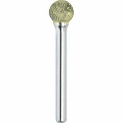Made in USA - 5mm Cut Diam, 0.2362" Shank Diam, Ball Head Double Cut Burr - Carbide, 4mm LOC, 50mm OAL - Exact Tooling