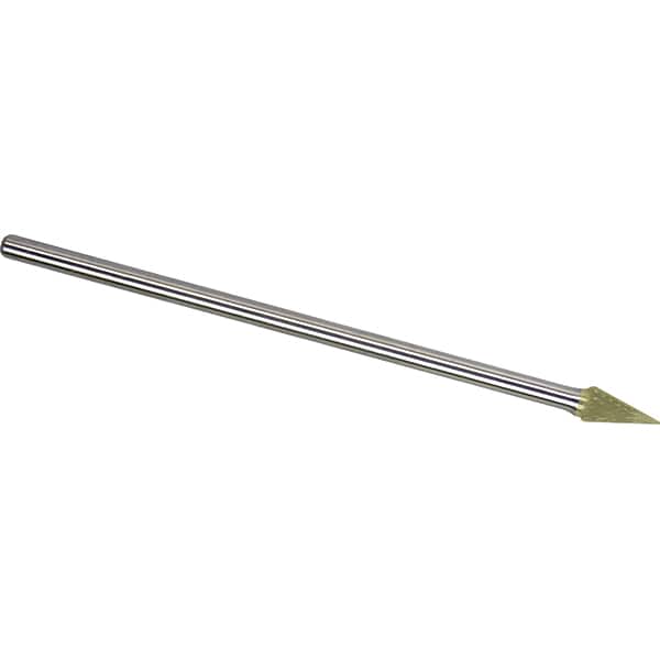 Made in USA - 1/2" Cut Diam, 1/4" Shank Diam, Cone Head Double Cut Burr - Carbide, 7/8" LOC, 6-7/8" OAL - Exact Tooling