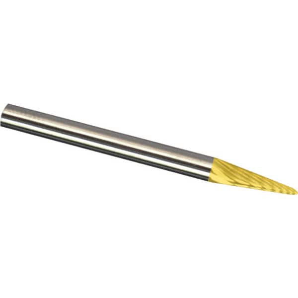 Made in USA - 6mm Cut Diam, 0.2362" Shank Diam, Cone Head Single Cut Burr - Carbide, 12.7mm LOC, 50mm OAL - Exact Tooling