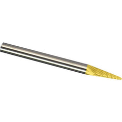 Made in USA - 6mm Cut Diam, 0.2362" Shank Diam, Cone Head Double Cut Burr - Carbide, 12.7mm LOC, 50mm OAL - Exact Tooling