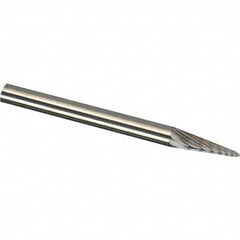 Made in USA - 6mm Cut Diam, 0.2362" Shank Diam, Cone Head Double Cut Burr - Carbide, 12.7mm LOC, 50mm OAL - Exact Tooling