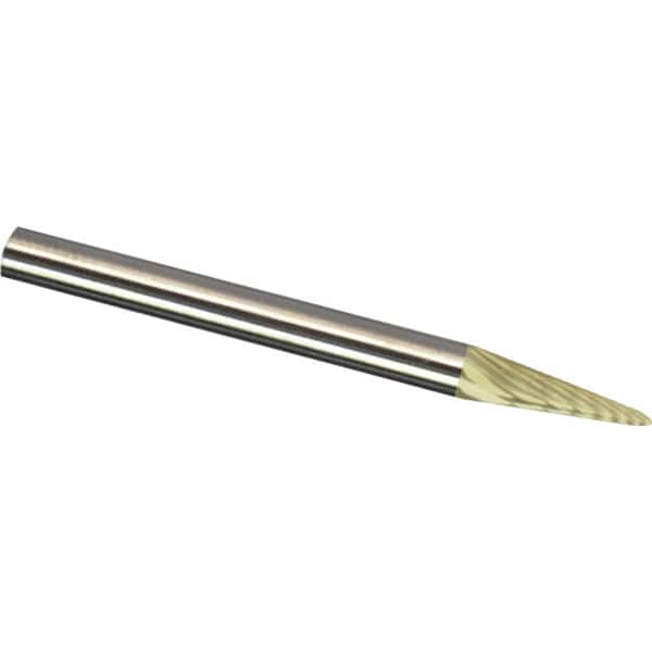 Made in USA - 6mm Cut Diam, 0.2362" Shank Diam, Cone Head Double Cut Burr - Carbide, 12.7mm LOC, 50mm OAL - Exact Tooling