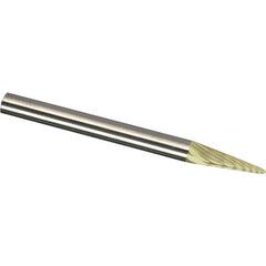 Made in USA - 6mm Cut Diam, 0.2362" Shank Diam, Cone Head Diamond Cut Burr - Carbide, 12.7mm LOC, 50mm OAL - Exact Tooling
