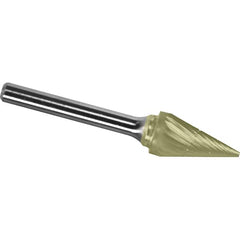 Made in USA - 6mm Cut Diam, 0.2362" Shank Diam, Cone Head Chipbreaker Cut Burr - Carbide, 25mm LOC, 50mm OAL - Exact Tooling