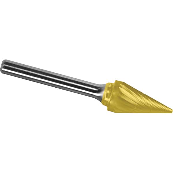 Made in USA - 6mm Cut Diam, 0.2362" Shank Diam, Cone Head Chipbreaker Cut Burr - Carbide, 25mm LOC, 50mm OAL - Exact Tooling