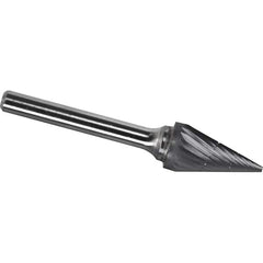Made in USA - 9.5mm Cut Diam, 0.2362" Shank Diam, Cone Head Chipbreaker Cut Burr - Carbide, 16mm LOC, 61mm OAL - Exact Tooling