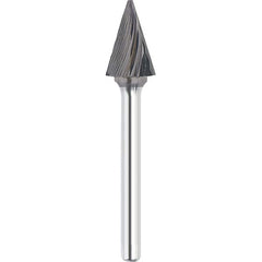 Made in USA - 5/16" Cut Diam, 1/4" Shank Diam, Cone Head Single Cut Burr - Carbide, 3/4" LOC, 2-1/2" OAL - Exact Tooling