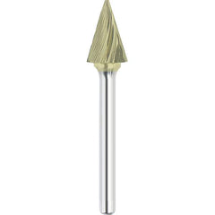 Made in USA - 9.5mm Cut Diam, 0.2362" Shank Diam, Cone Head Single Cut Burr - Carbide, 16mm LOC, 61mm OAL - Exact Tooling