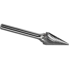 Made in USA - 6mm Cut Diam, 0.2362" Shank Diam, Cone Head Chipbreaker Cut Burr - Carbide, 19mm LOC, 50mm OAL - Exact Tooling