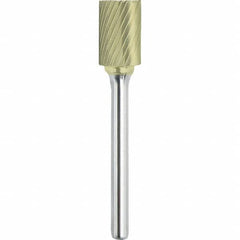 Made in USA - 8mm Cut Diam, 0.2362" Shank Diam, Cylinder with End Cut Head Single Cut Burr - Carbide, 19mm LOC, 64mm OAL - Exact Tooling