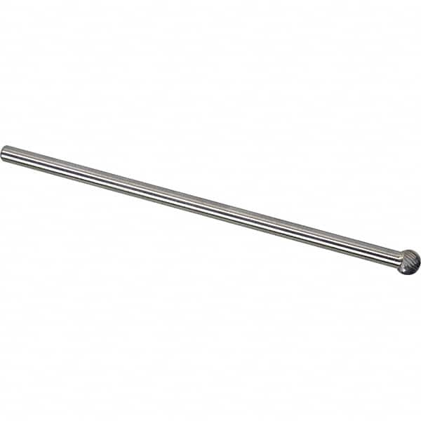 Made in USA - 6mm Cut Diam, 0.2362" Shank Diam, Ball Head Single Cut Burr - Carbide, 5mm LOC, 155mm OAL - Exact Tooling