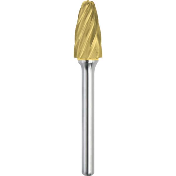 Made in USA - 1/2" Cut Diam, 0.2362" Shank Diam, Tree with Radius Head Aluma Cut Burr - Carbide, 25mm LOC, 70mm OAL - Exact Tooling