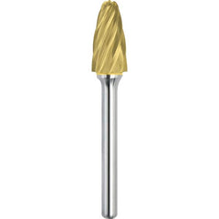 Made in USA - 7/16" Cut Diam, 1/4" Shank Diam, Tree with Radius Head Aluma Cut Burr - Carbide, 1" LOC, 2-3/4" OAL - Exact Tooling