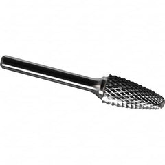 Made in USA - 9.5mm Cut Diam, 0.2362" Shank Diam, Tree with Radius Head Diamond Cut Burr - Carbide, 19mm LOC, 64mm OAL - Exact Tooling